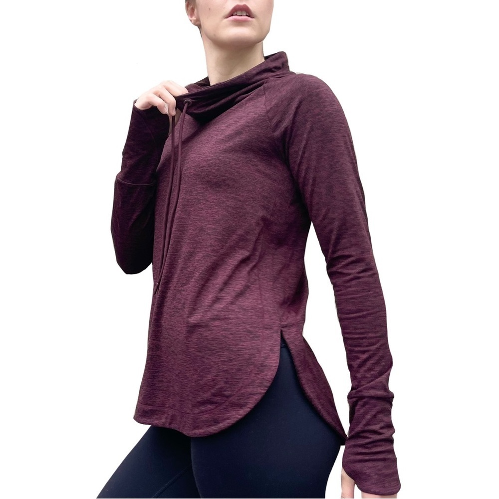 Athleta Burgundy Draped Cowl Neck Activewear Athleisure Hoodie Jacket Small